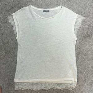 Zara Lace Trim Cream Top
